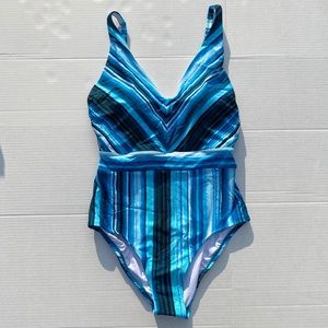 Jantzen Swim blue multi tummy control swimsuit